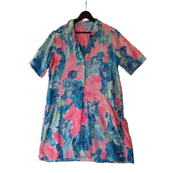 Lilly Pulitzer Lillith Tunic Dress Boho Batik with Pockets - Picture 1 of 11